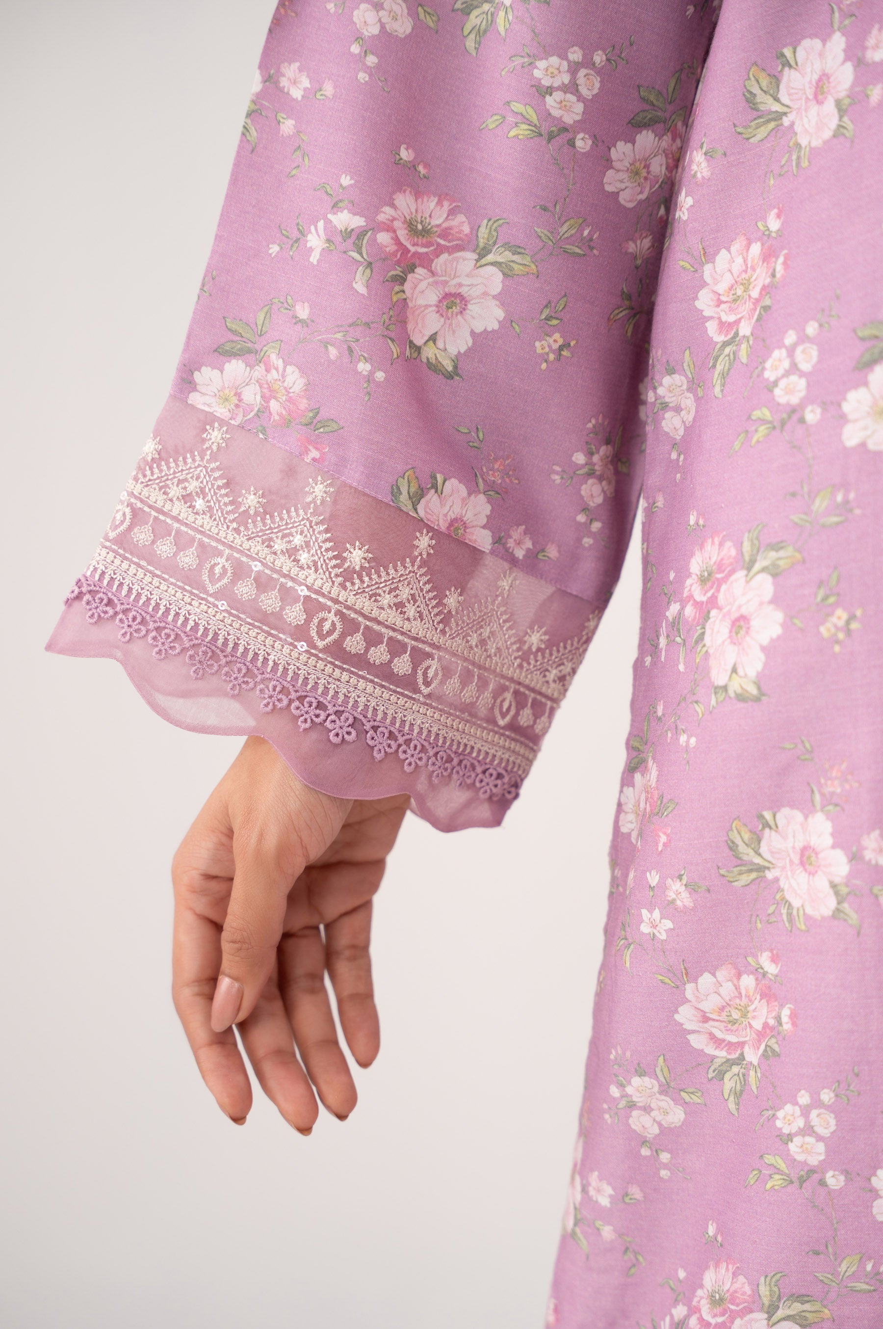 EMBROIDERED RAW SILK STITCHED 2 PIECE SUIT