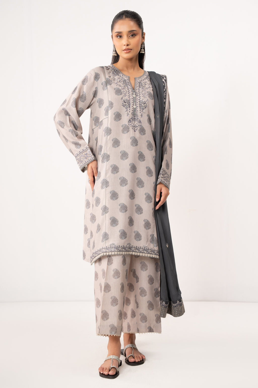 PRINTED RAW SILK STITCHED SHIRT BOTTOM
