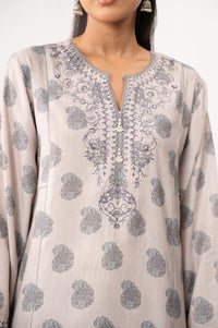 PRINTED RAW SILK STITCHED SHIRT BOTTOM