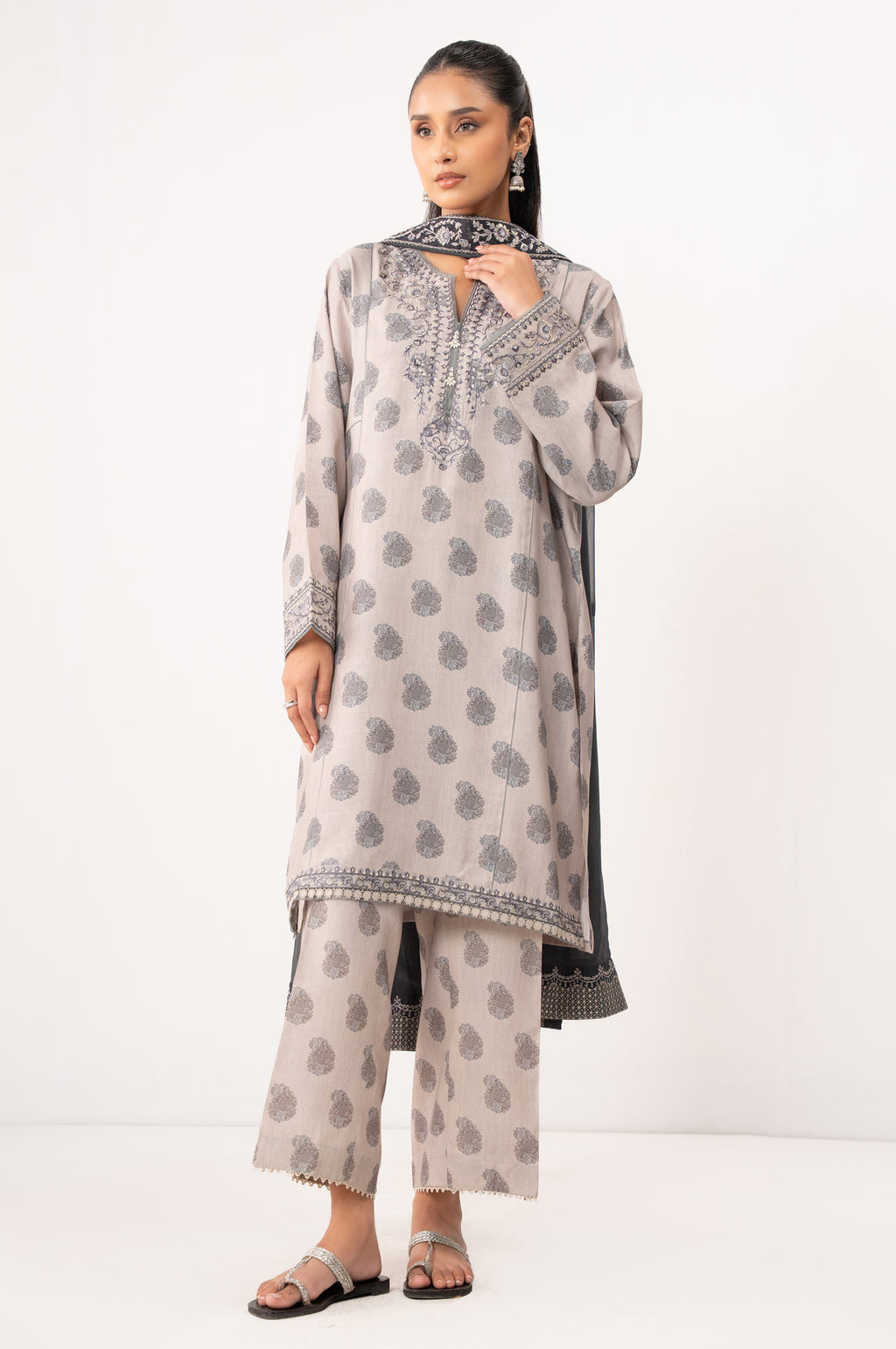 PRINTED RAW SILK STITCHED SHIRT BOTTOM
