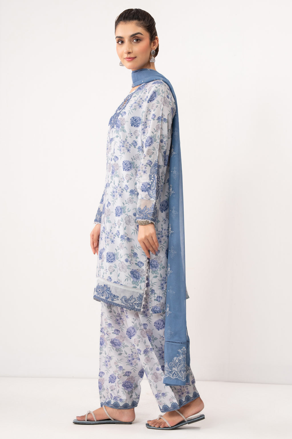 EMBROIDERED RAW SILK STITCHED SHIRT BOTTOM