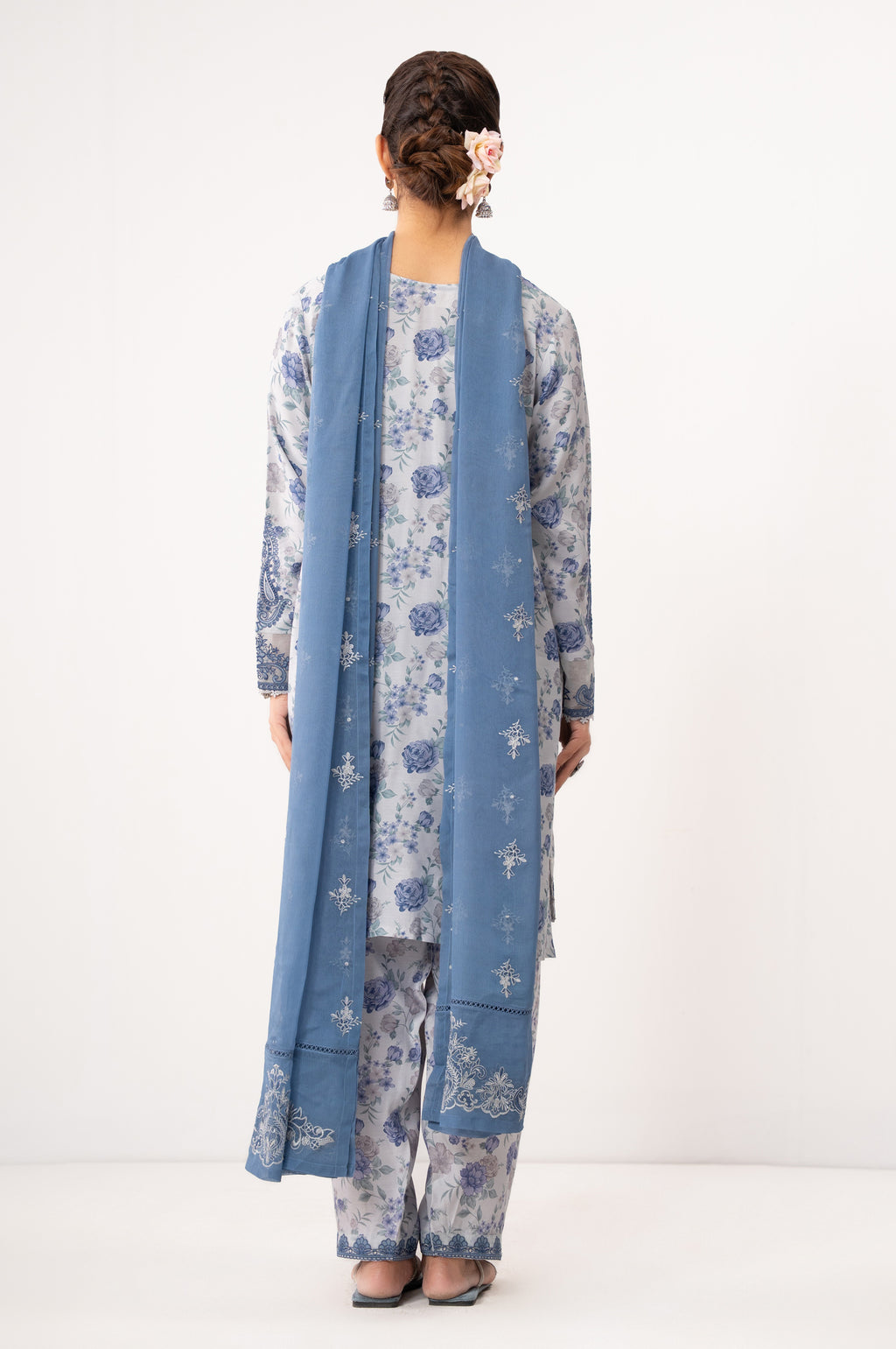 EMBROIDERED RAW SILK STITCHED SHIRT BOTTOM