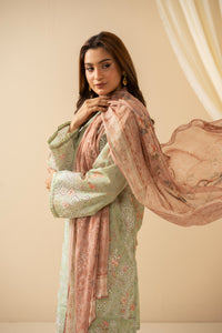 STITCHED DIGITAL PRINTED CHIKANKARI LAWN SUIT