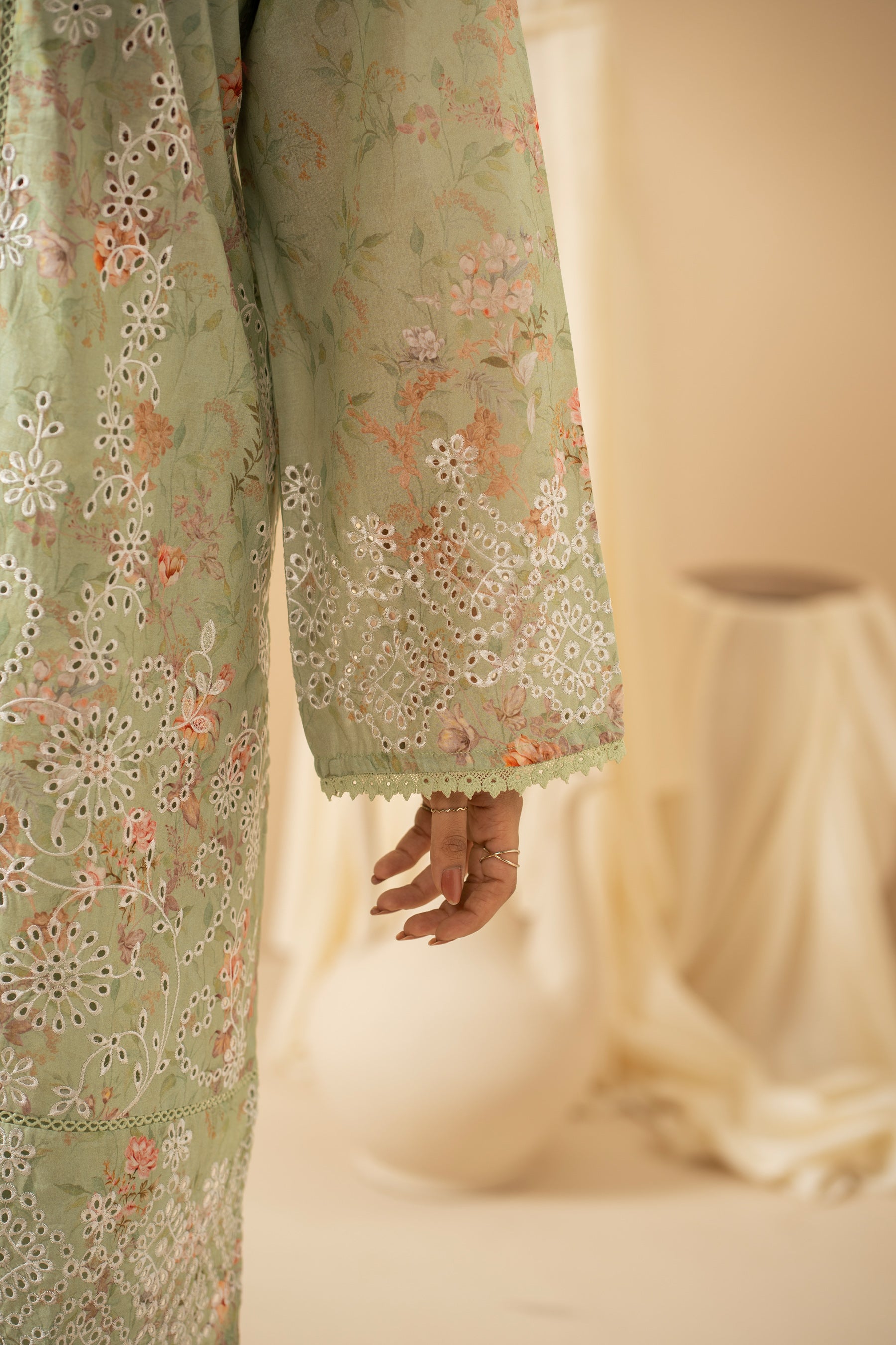 STITCHED PRINTED CHIKANKARI LAWN SUIT