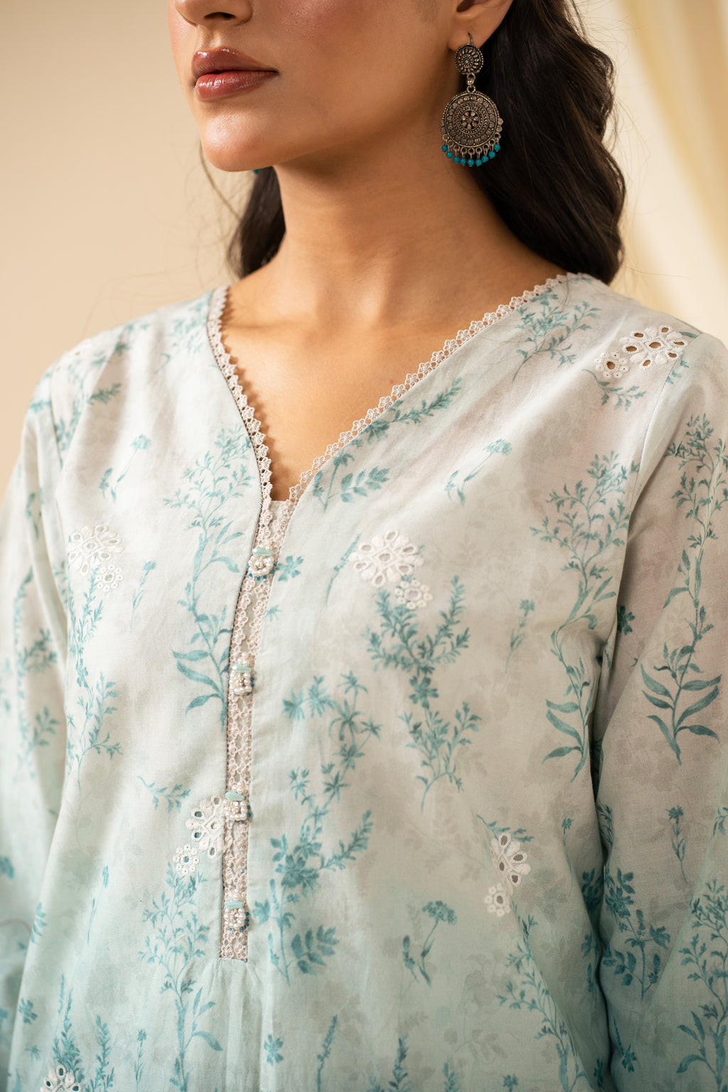 STITCHED CHIKANKARI LAWN SUIT