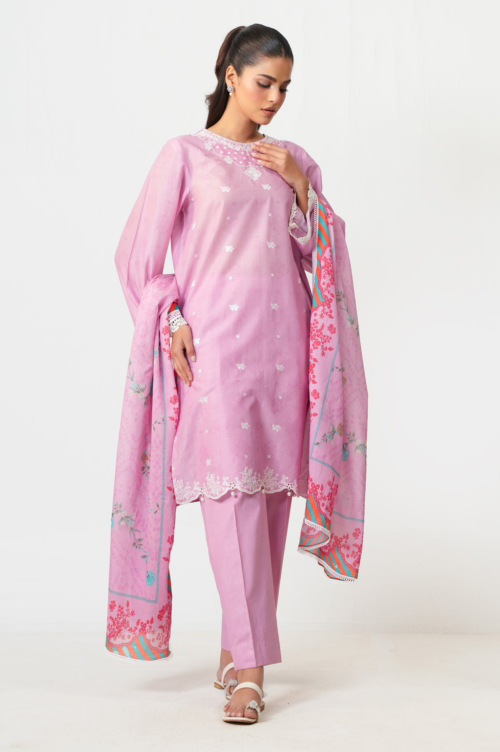 Stitched 3 Piece Embroidered Lawn Suit
