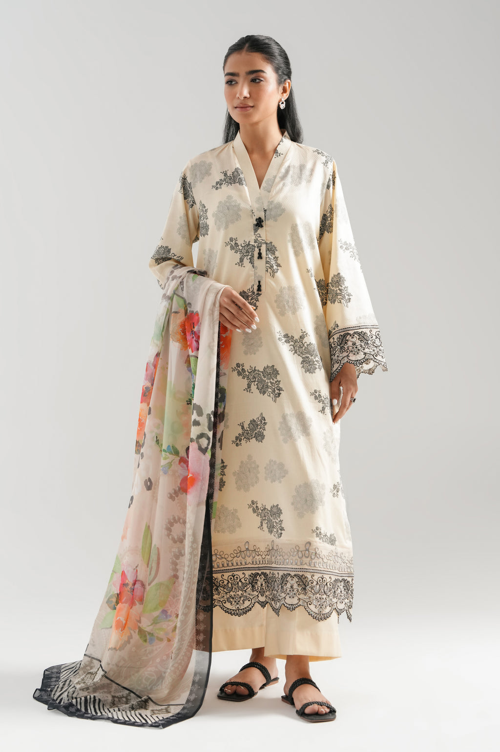 STITCHED EMBROIDERED LAWN SUIT