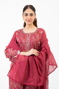 STITCHED EMBROIDERED CAMBRIC SUIT