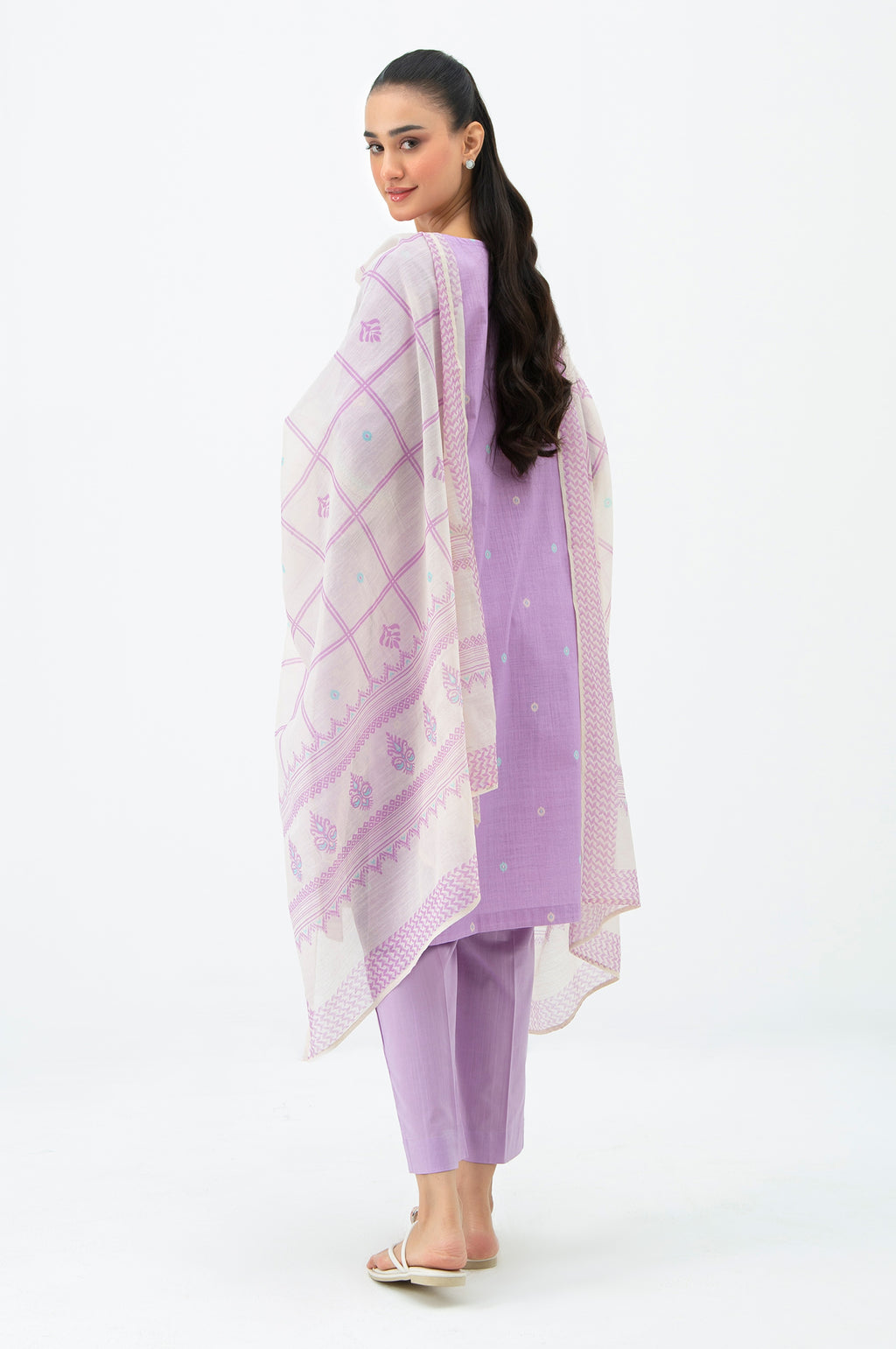 STITCHED EMBROIDERED CAMBRIC SUIT