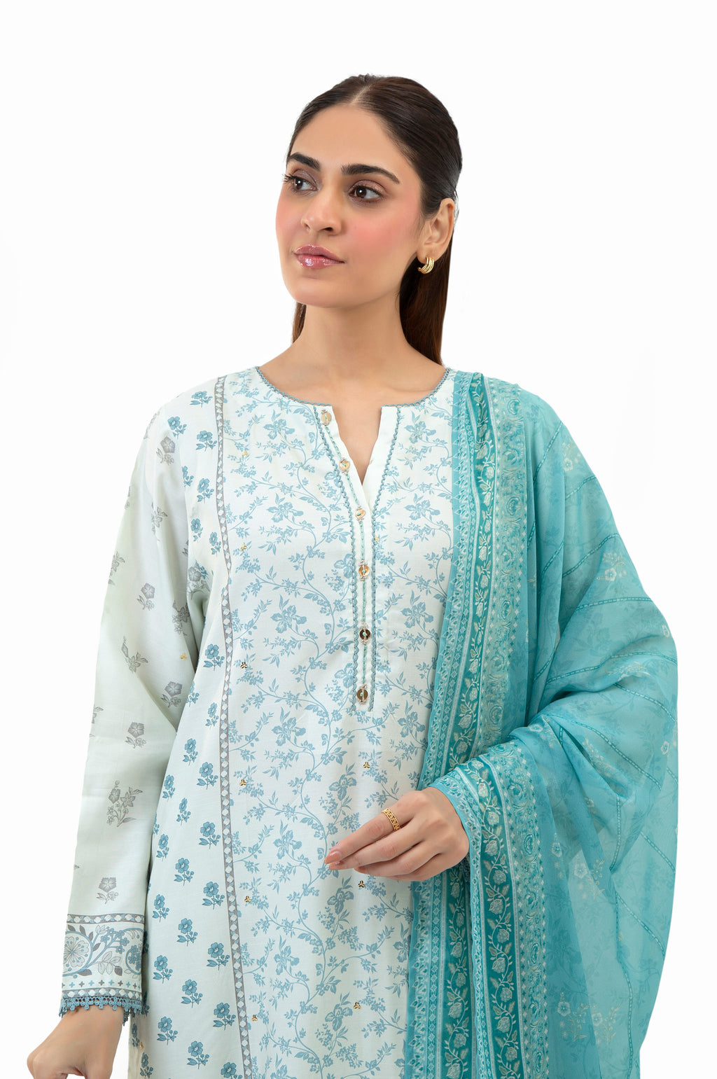 STITCHED EMBROIDERED RAW SILK SUIT
