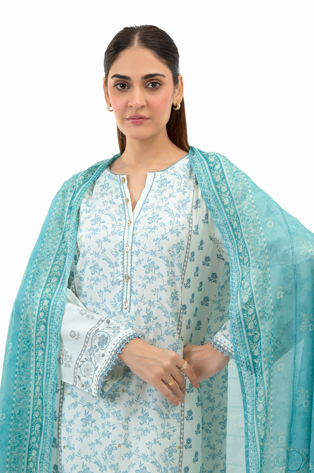 STITCHED EMBROIDERED RAW SILK SUIT