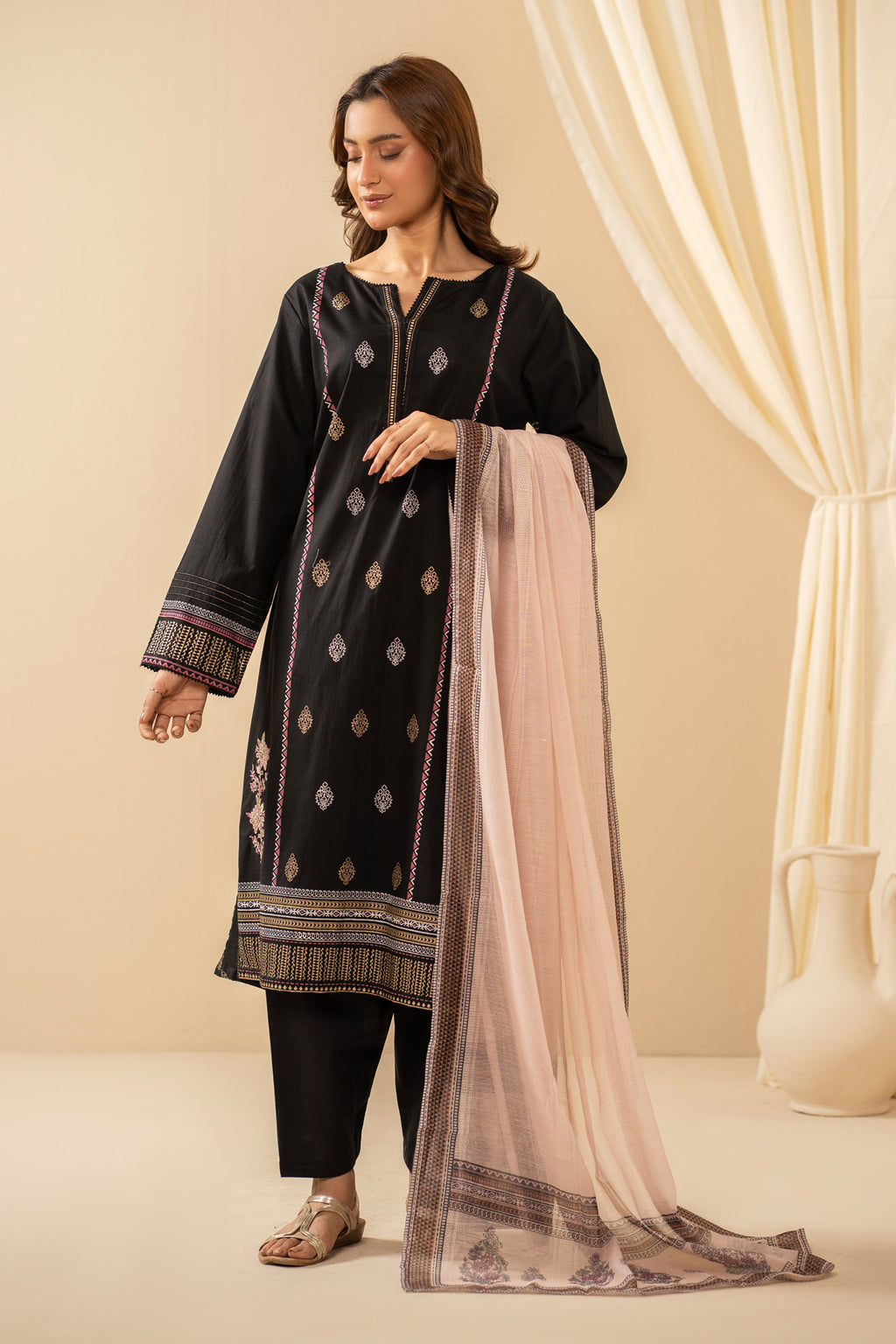 PRINTED BOTH SIDE SLUB STITCHED 3 PIECE SUIT (FACTORY E-OUTLET)