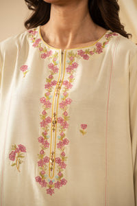 STITCHED EMBROIDERED COTTON SILK SUIT