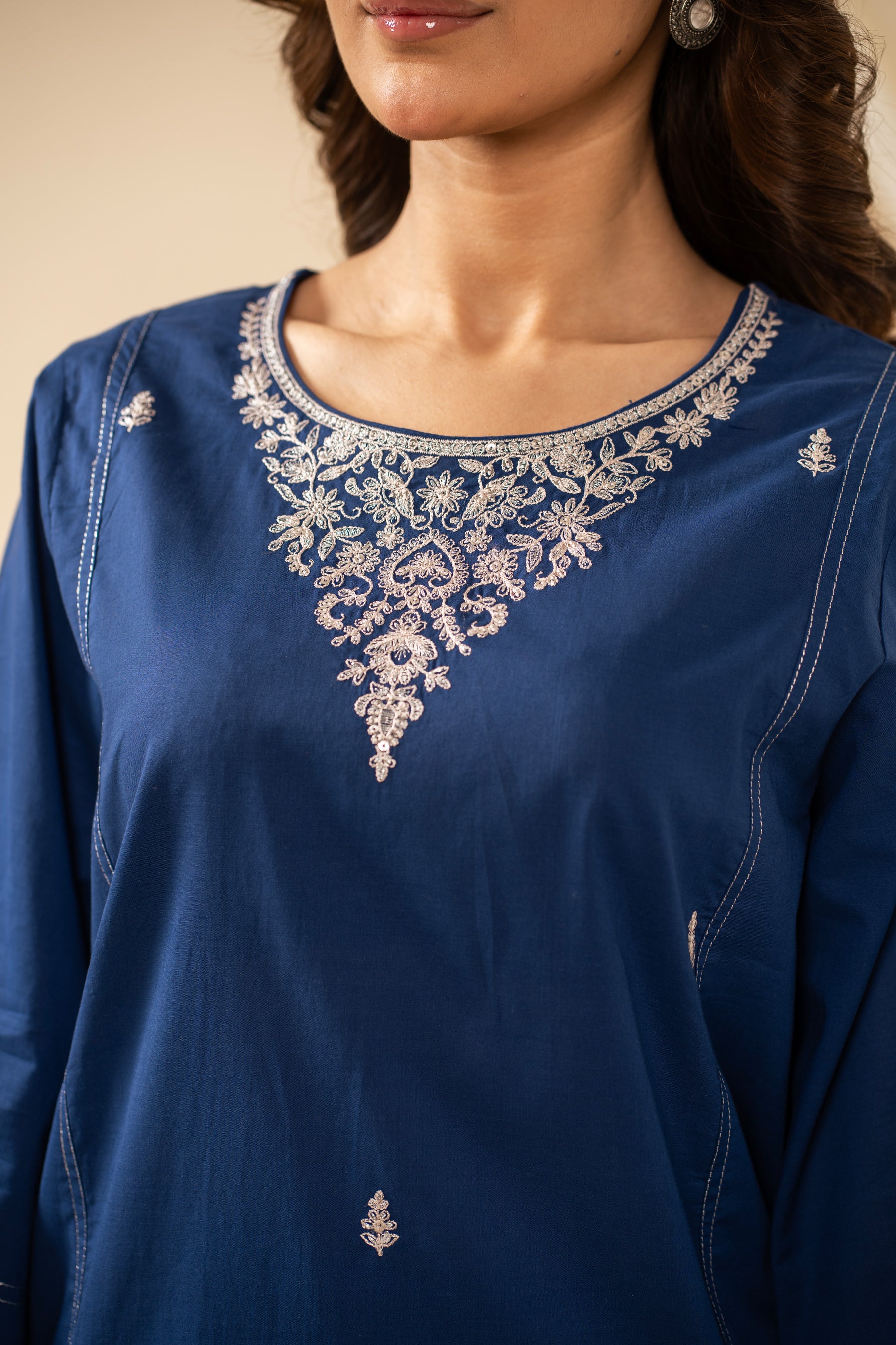 EMBROIDERED CAMBRIC STITCHED 3 PIECE SUIT
