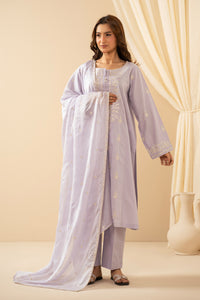 EMBROIDERED CAMBRIC STITCHED 3 PIECE SUIT