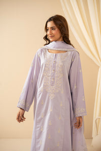 EMBROIDERED CAMBRIC STITCHED 3 PIECE SUIT