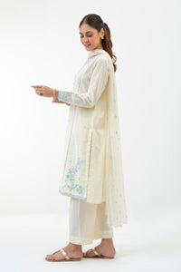 EMBROIDERED CAMBRIC STITCHED 3 PIECE SUIT