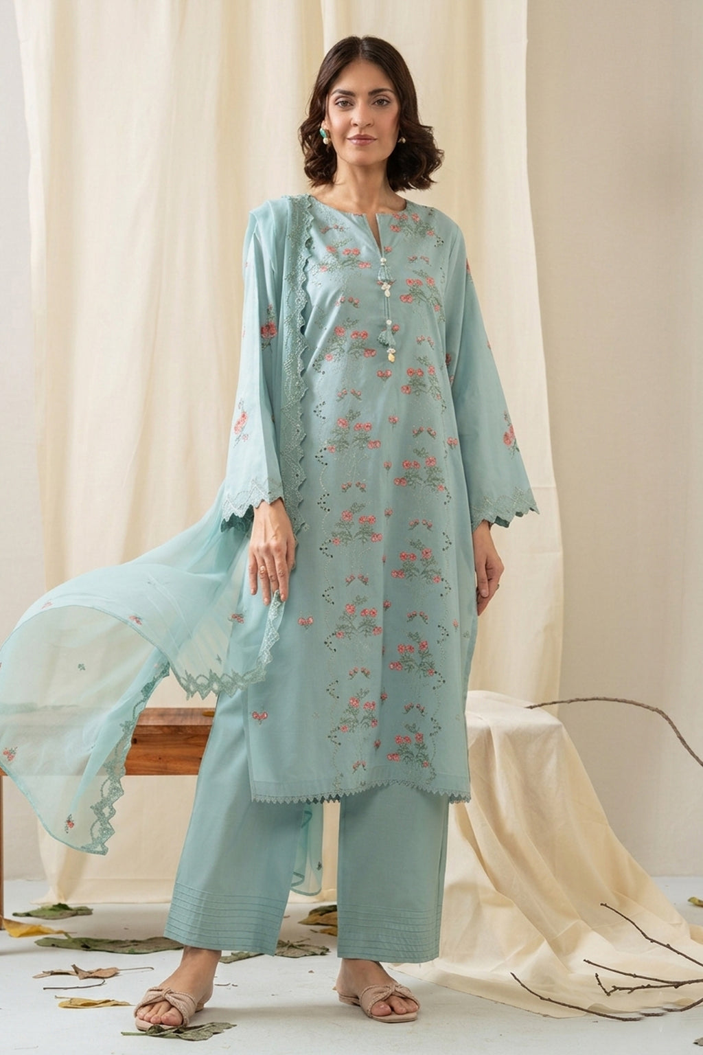 EMBROIDERED LAWN STITCHED 3 PIECE SUIT