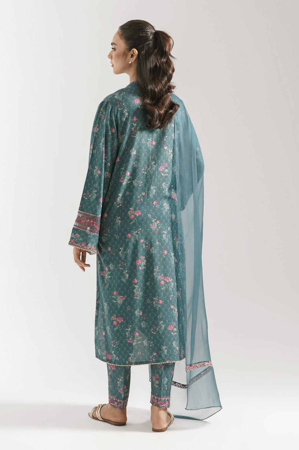 STITCHED EMBROIDERED RAW SILK SUIT
