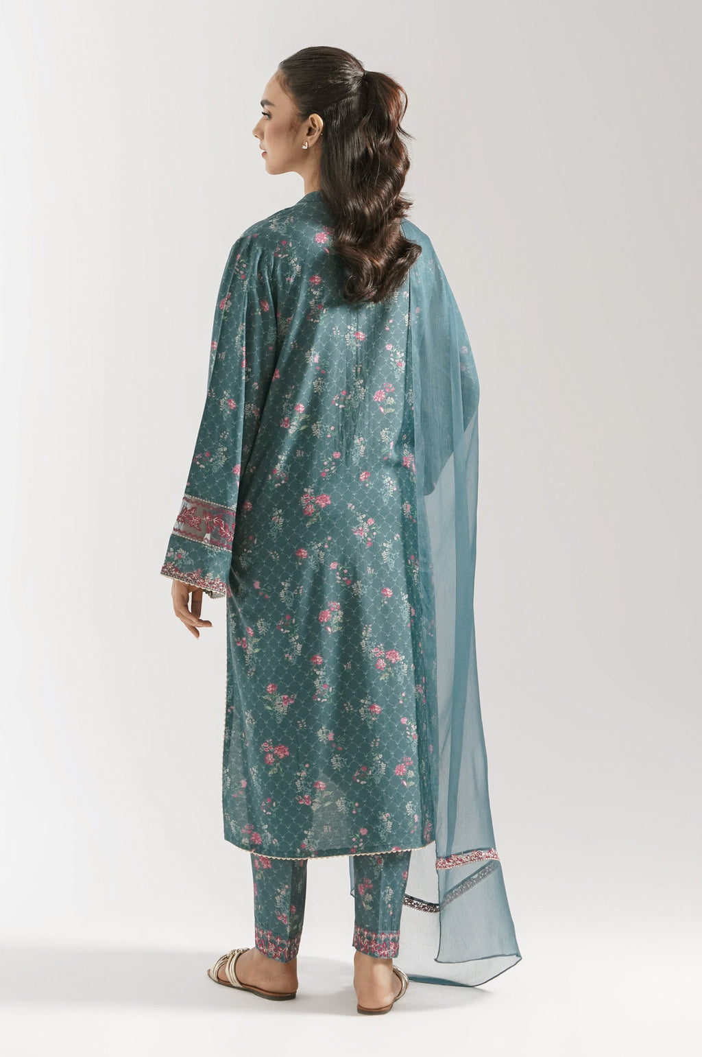 STITCHED EMBROIDERED RAW SILK SUIT (FACTORY E-OUTLET)