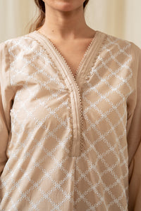 DYED CHIKANKARI STITCHED 3 PIECE SUIT