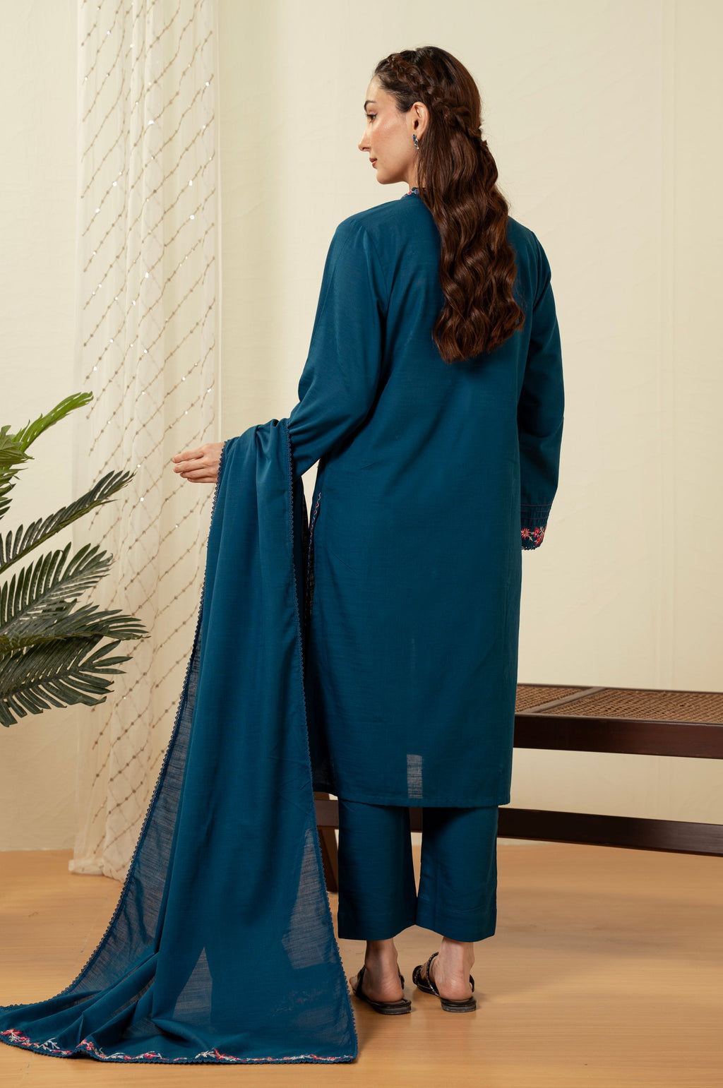 EMBROIDERED KHADDAR STITCHED SHIRT BOTTOM