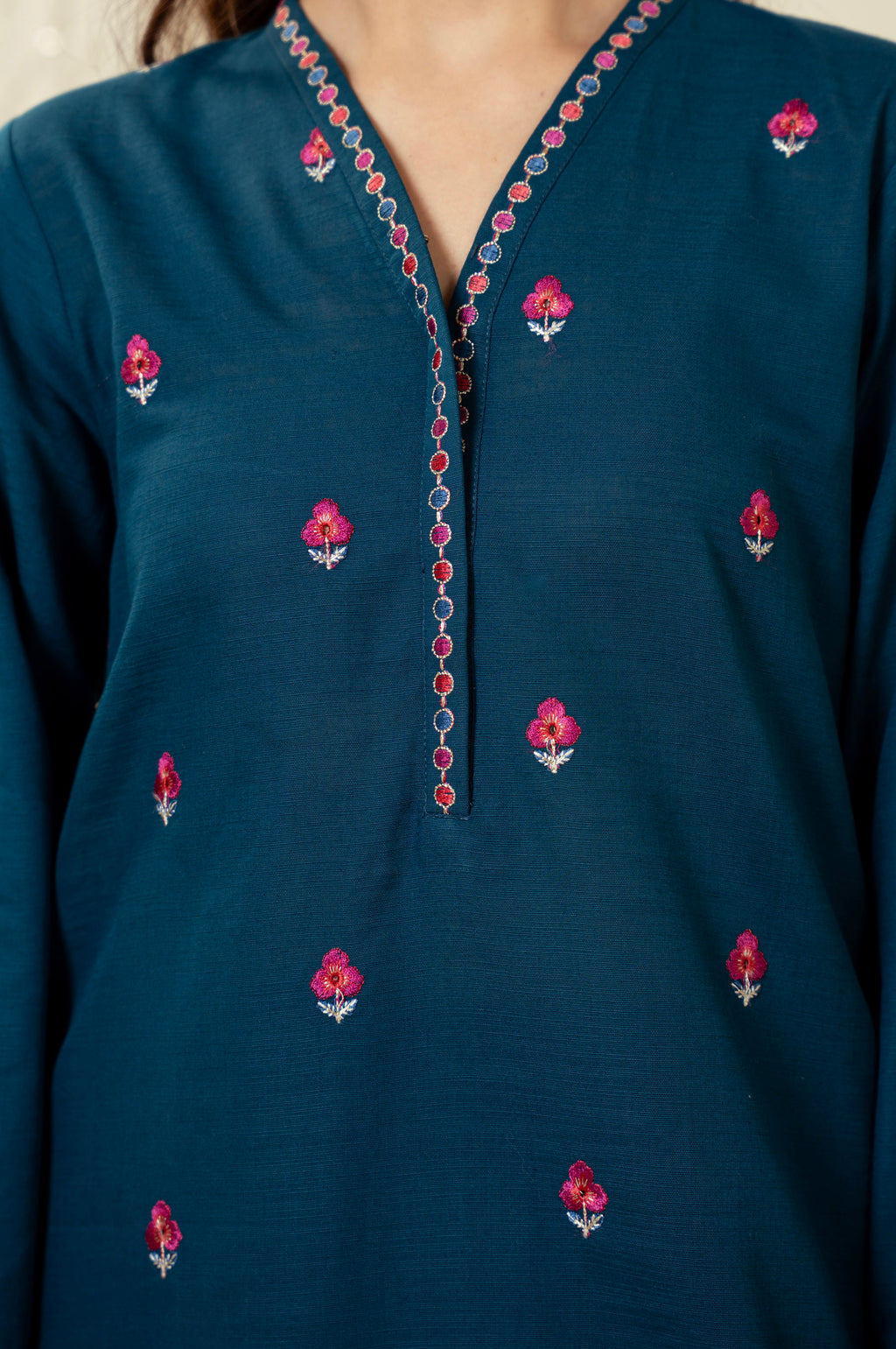 STITCHED DYED EMBROIDERED SUIT
