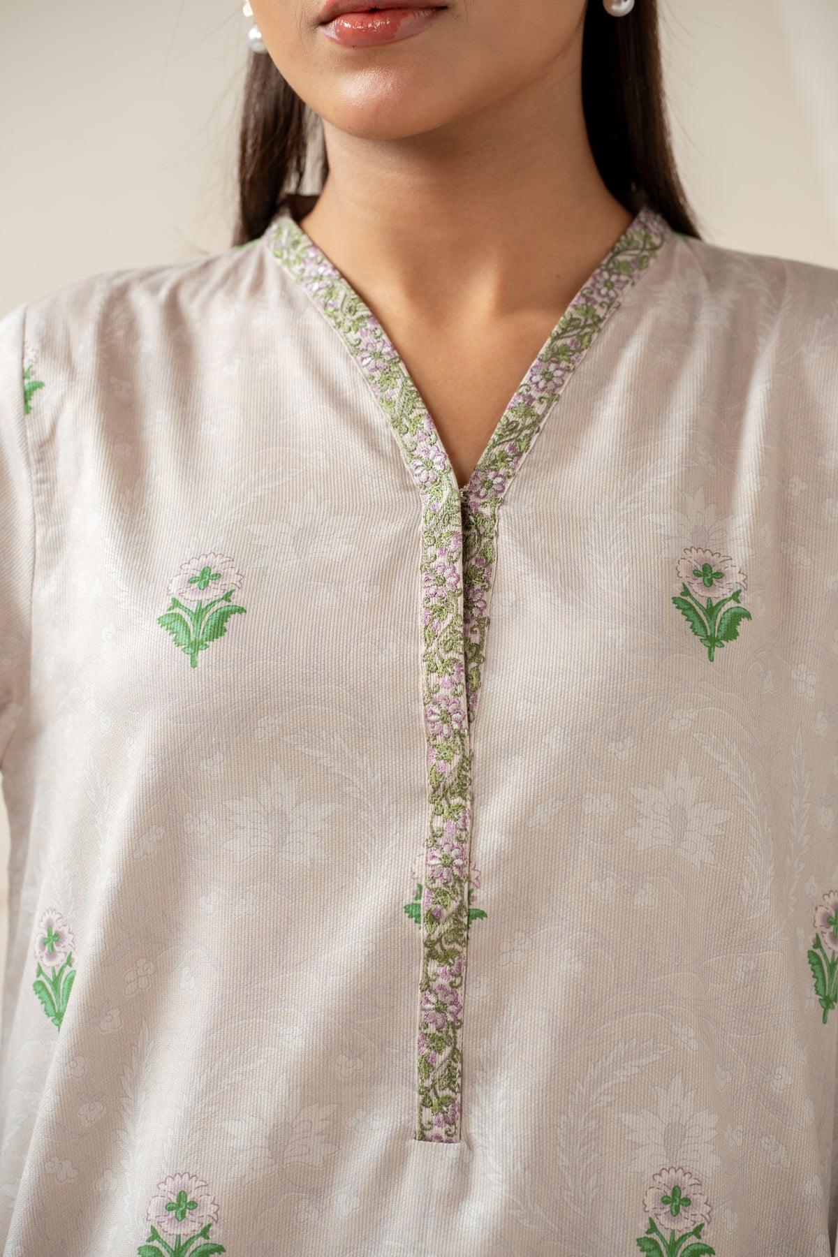 EMBROIDERED COTTEL STITCHED 3 PIECE SUIT