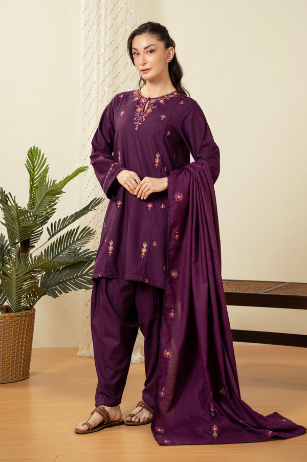 STITCHED DYED EMBROIDERED SUIT