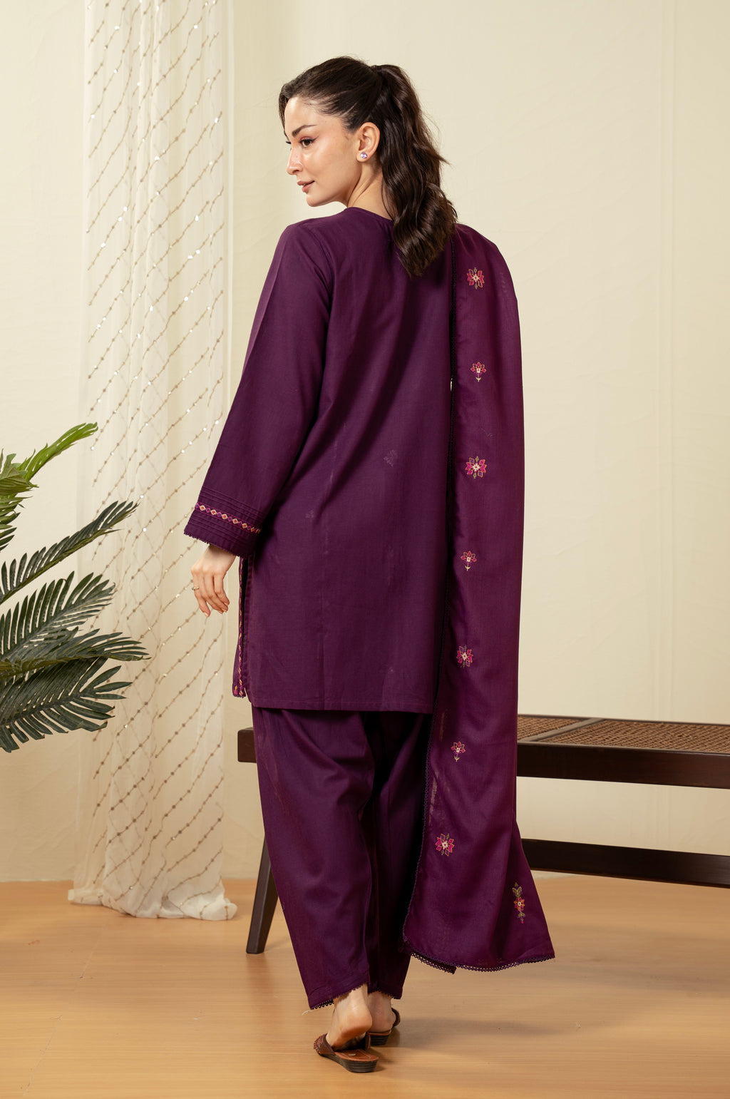 STITCHED DYED EMBROIDERED SUIT