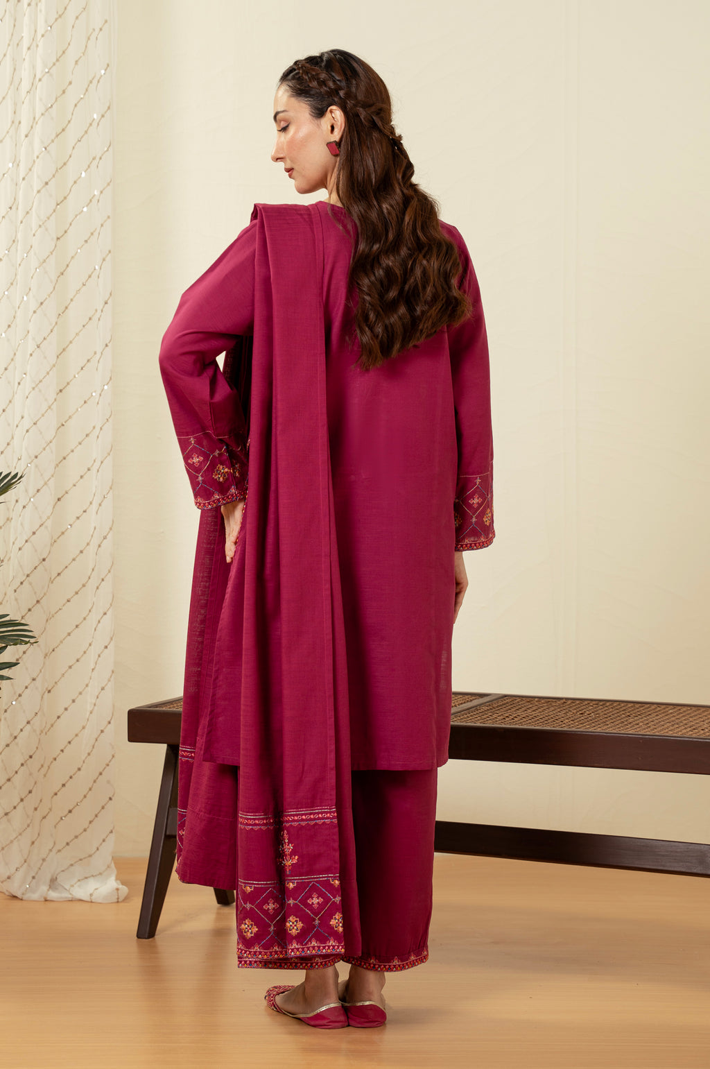 STITCHED DYED EMBROIDERED SUIT