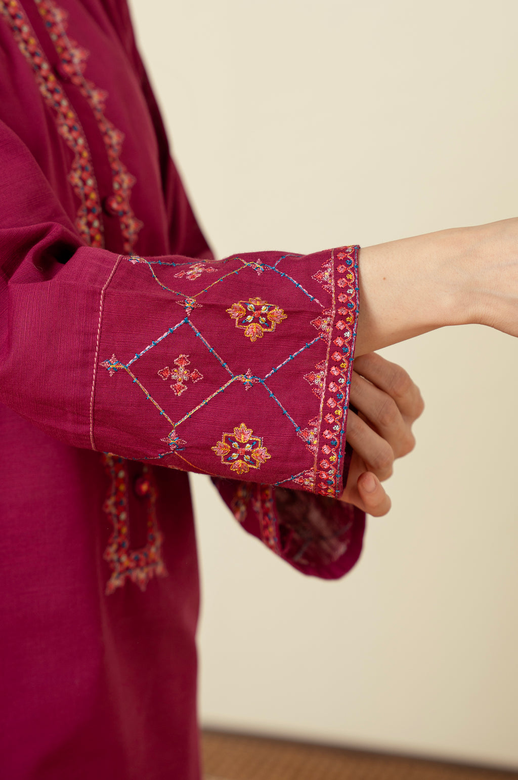 STITCHED DYED EMBROIDERED SUIT