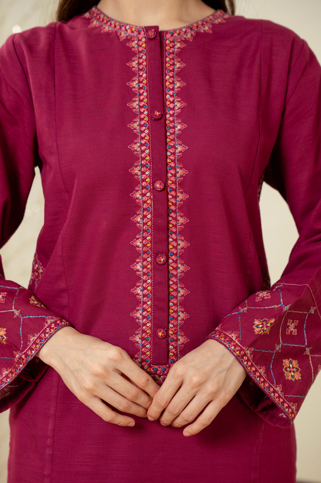 STITCHED DYED EMBROIDERED SUIT (FACTORY E-OUTLET)
