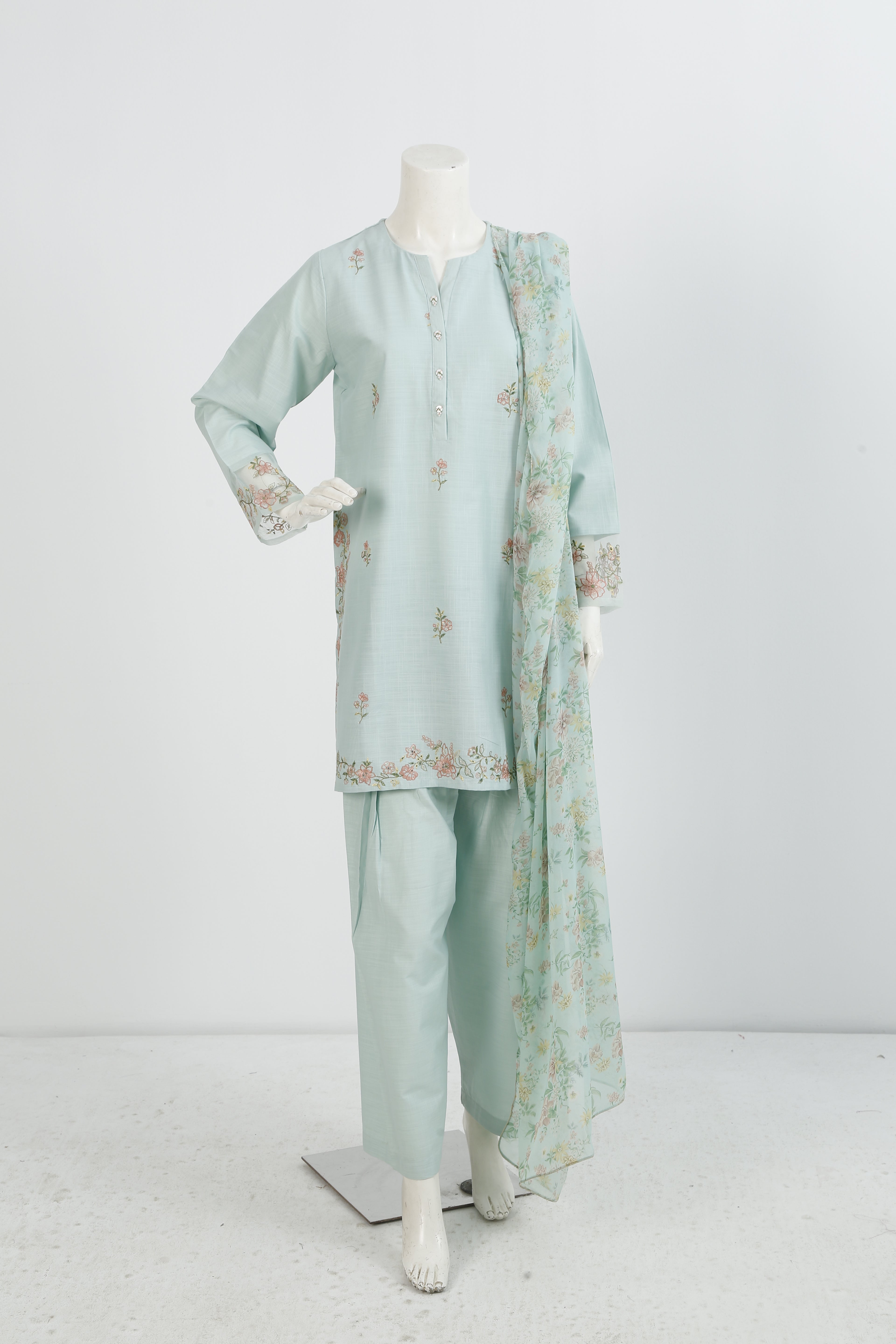 EMBROIDERED BOTH SIDE SLUB STITCHED SUIT
