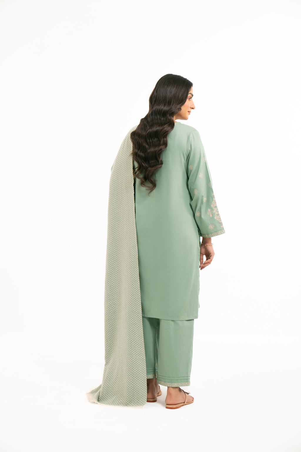 STITCHED DYED EMBROIDERED SUIT