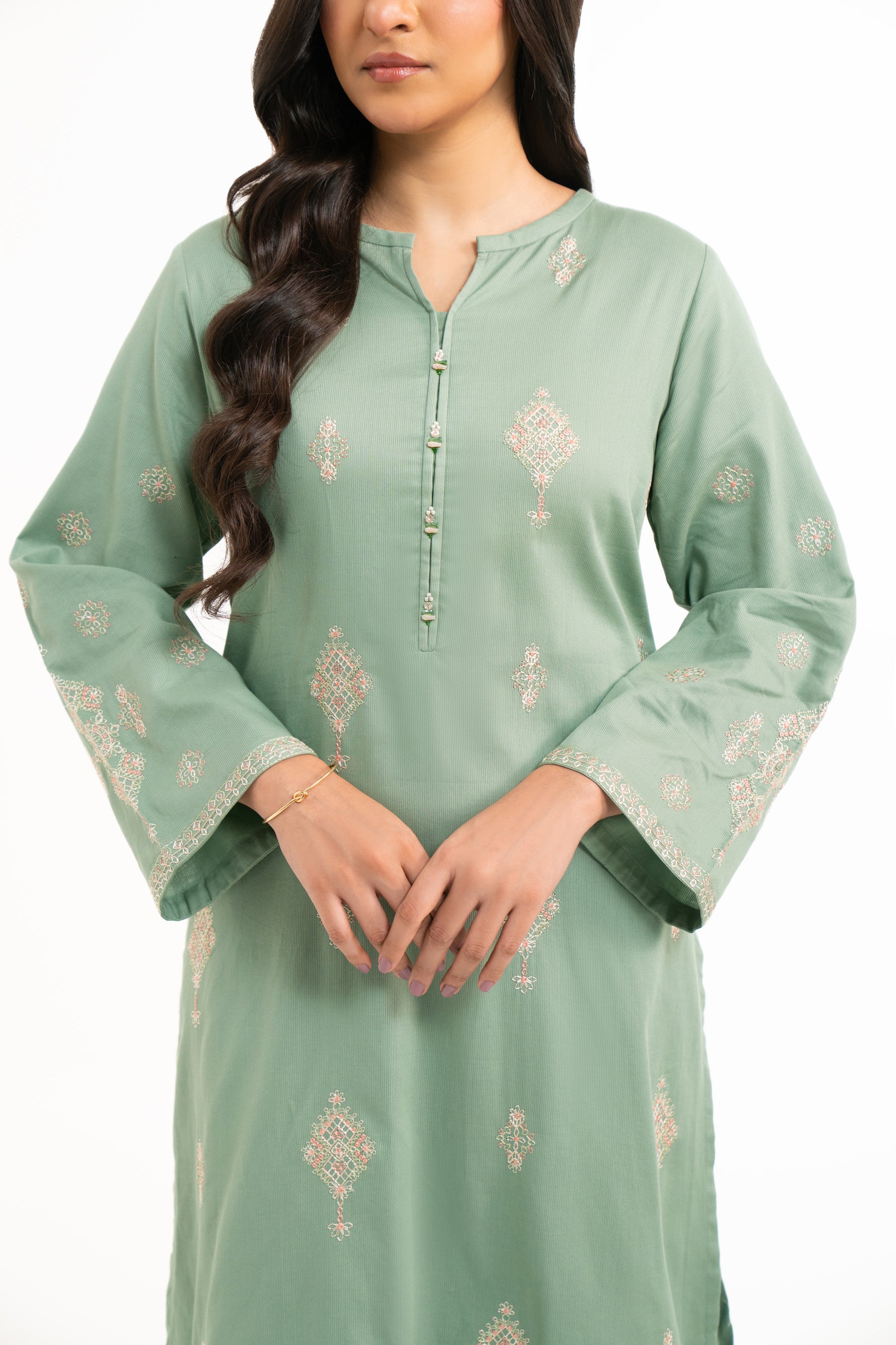 STITCHED DYED EMBROIDERED SUIT