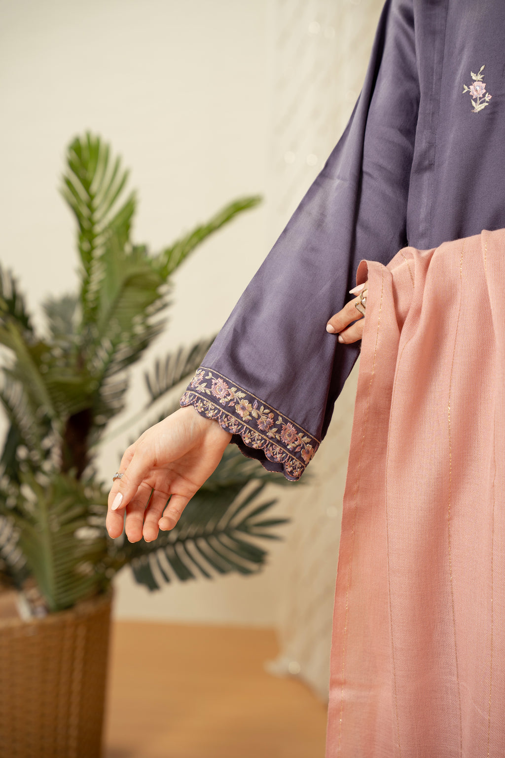 STITCHED DYED EMBROIDERED SUIT