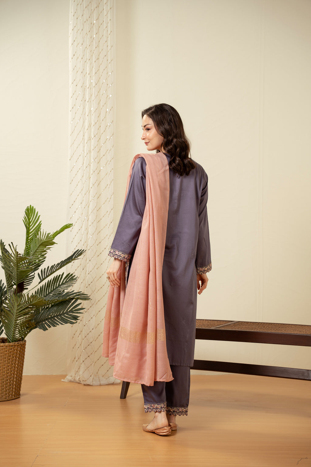 STITCHED DYED EMBROIDERED SUIT