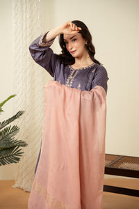 STITCHED DYED EMBROIDERED SUIT