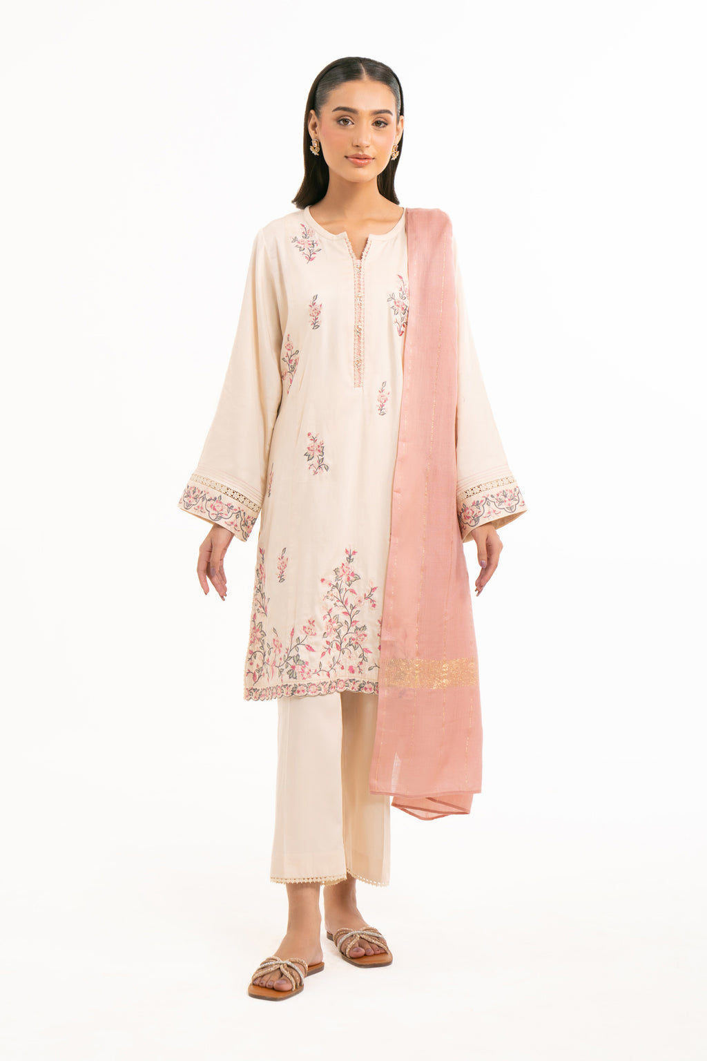 STITCHED DYED EMBROIDERED SUIT