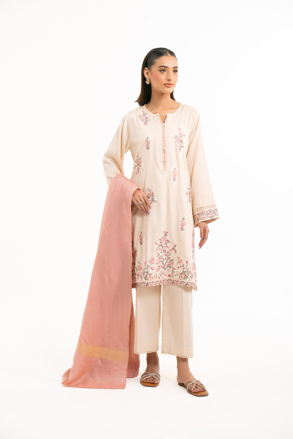 STITCHED DYED EMBROIDERED SUIT