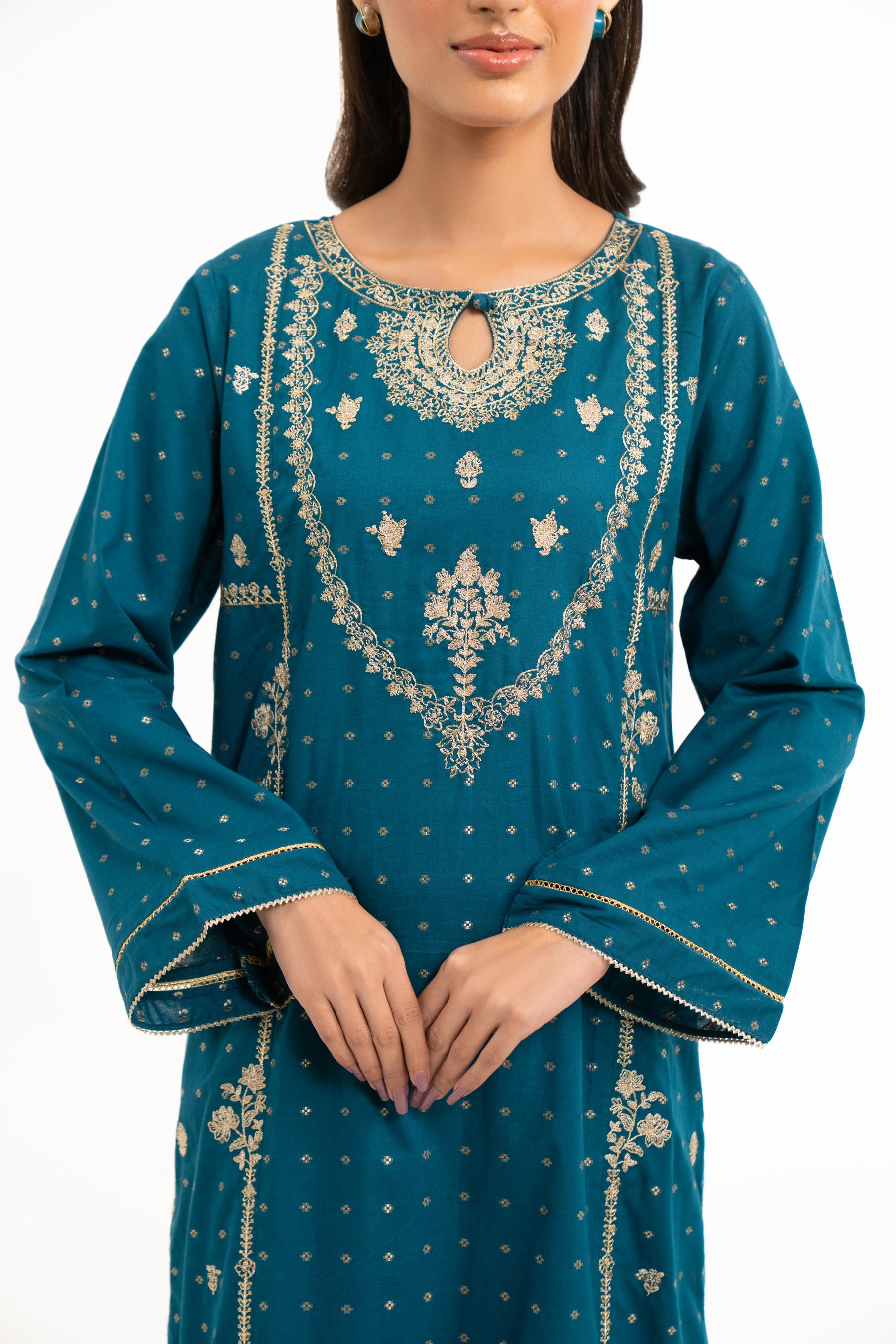 EMBROIDERED JACQUARD STITCHED 3 PIECE SUIT