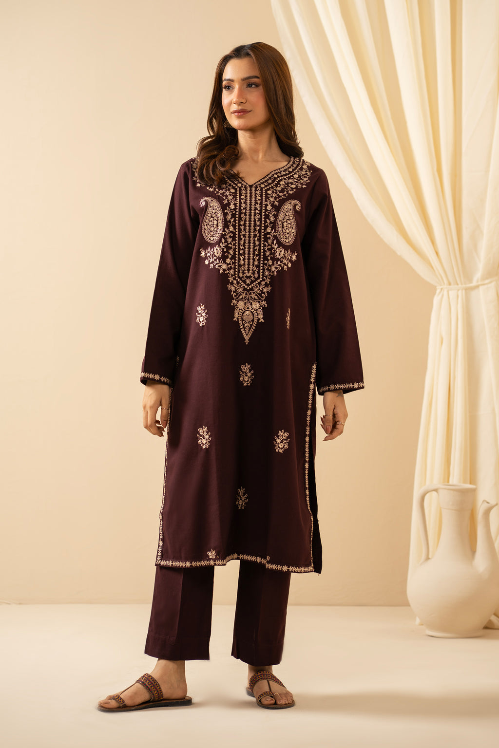 STITCHED 3 PIECE EMBROIDERED SUIT