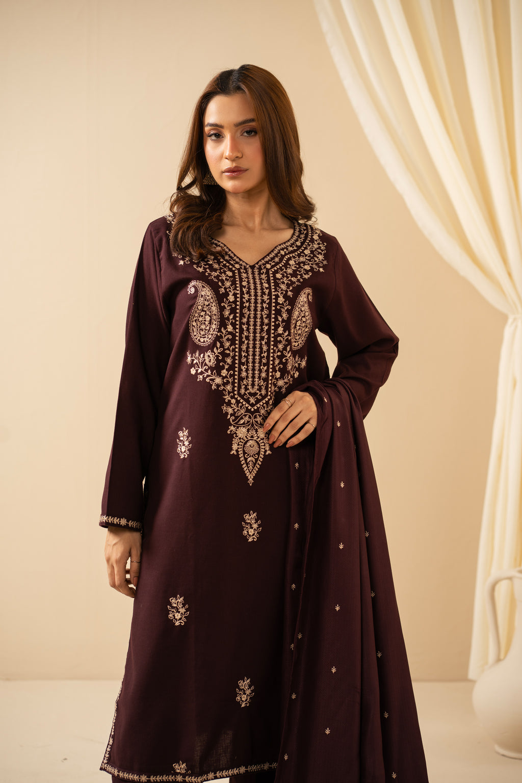 STITCHED 3 PIECE EMBROIDERED SUIT
