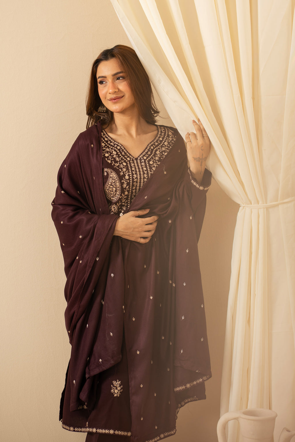 STITCHED 3 PIECE EMBROIDERED SUIT