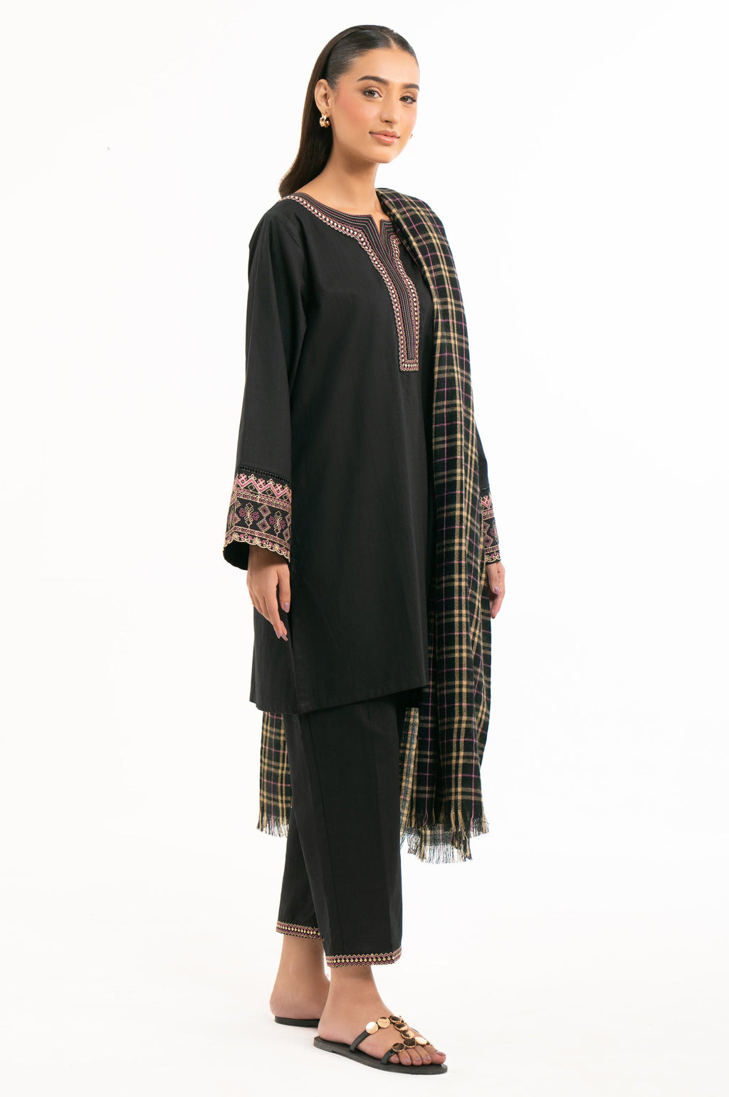 EMBROIDERED BOTH SIDE SLUB STITCHED SHIRT BOTTOM