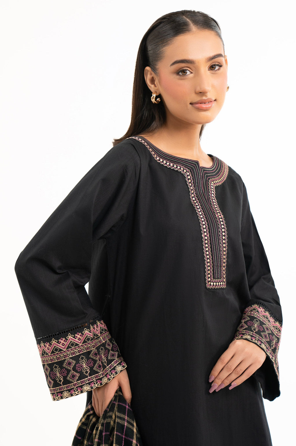EMBROIDERED BOTH SIDE SLUB STITCHED SHIRT BOTTOM