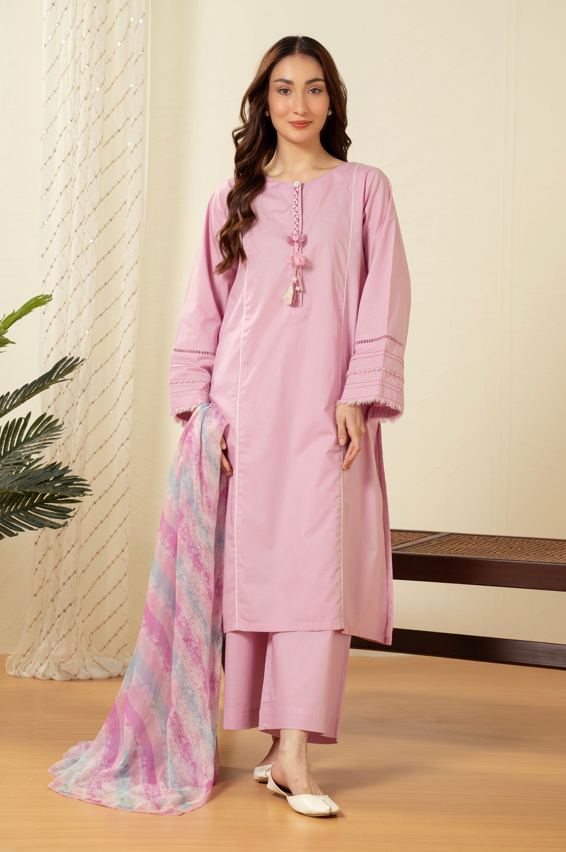 DYED CAMBRIC STITCHED 3 PIECE SUIT