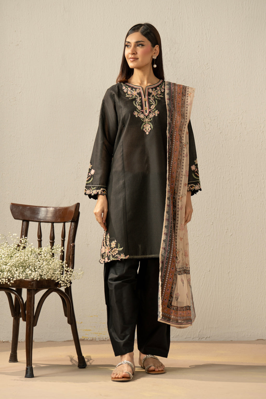 EMBROIDERED DOBBY MYSURI LAWN STITCHED 3 PIECE SUIT