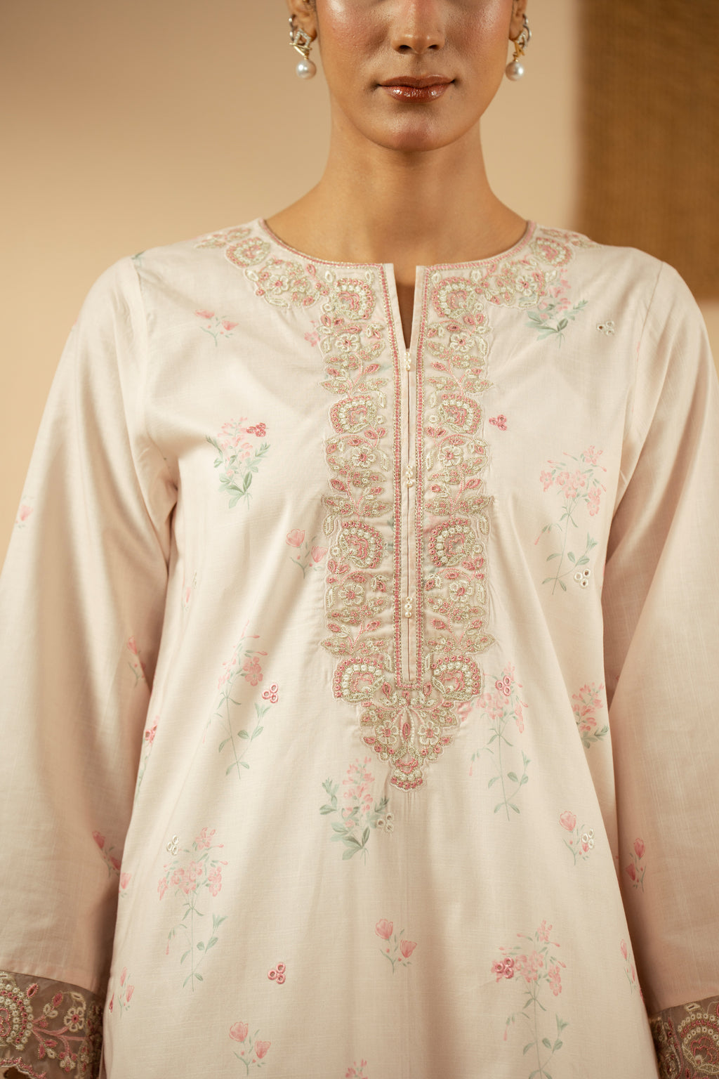 PRINTED SLUB STITCHED 3 PIECE SUIT
